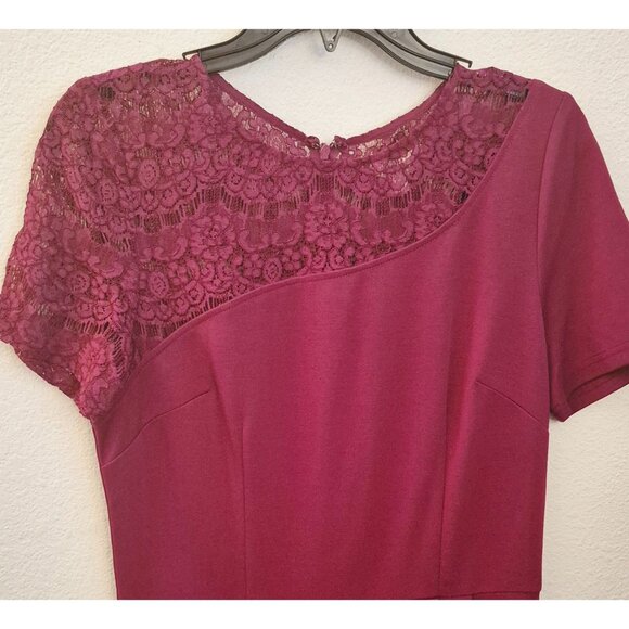 Barneys New York Purple Lace Insert Knee Length Sheath Dress Size 8 EUC - Picture 2 of 9